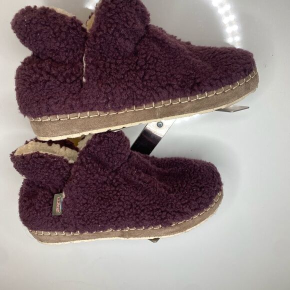 L.L. BEAN WOMEN'S Size 9 PURPLE WOOL COZY SOFT SLIPPERS 507186 - Picture 3 of 5